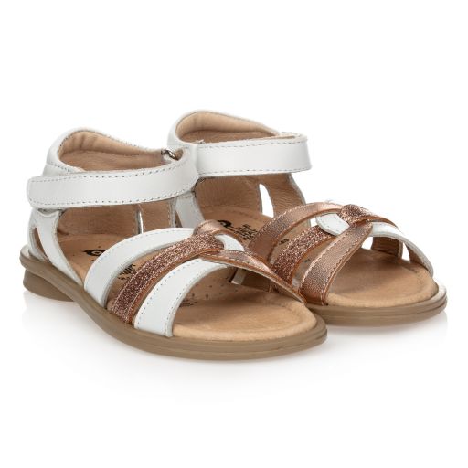 Old Soles-White & Gold Leather Sandals | Childrensalon Outlet