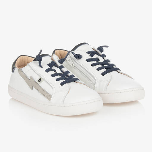 Old Soles-White Leather Lightning Bolt Trainers | Childrensalon Outlet