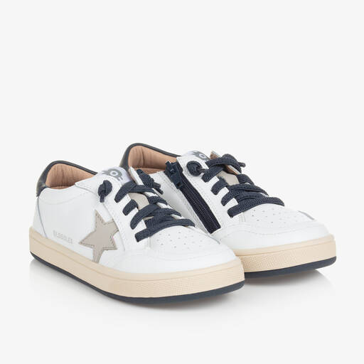 Old Soles-White & Navy Blue Leather Trainers | Childrensalon Outlet