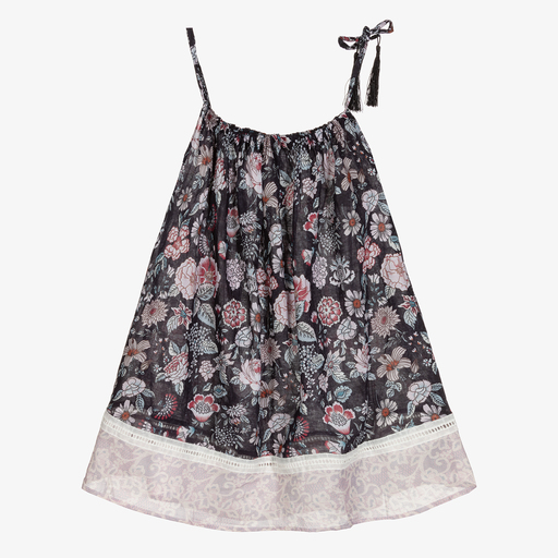 Olga Valentine-Robe de plage noire en coton Fille | Childrensalon Outlet