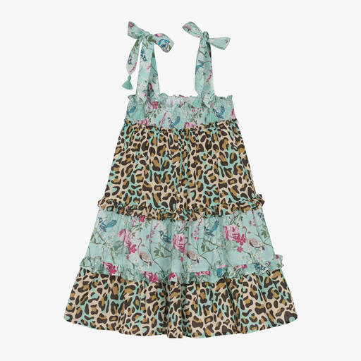 Olga Valentine-Girls Blue Floral Cotton Dress | Childrensalon Outlet