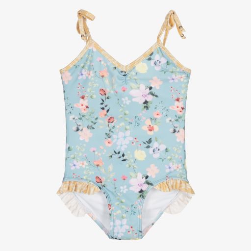 Olga Valentine-Girls Blue Swimsuit (UPF50+) | Childrensalon Outlet