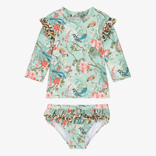 Olga Valentine-Girls Green Floral Tankini (UPF50+) | Childrensalon Outlet