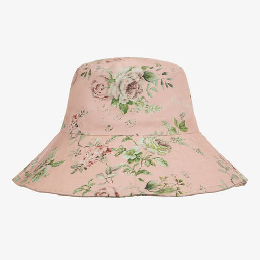 Olga Valentine-Girls Pink Floral Print Sun Hat | Childrensalon Outlet