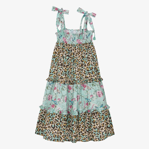Olga Valentine-Teen Girls Blue Floral Cotton Dress | Childrensalon Outlet