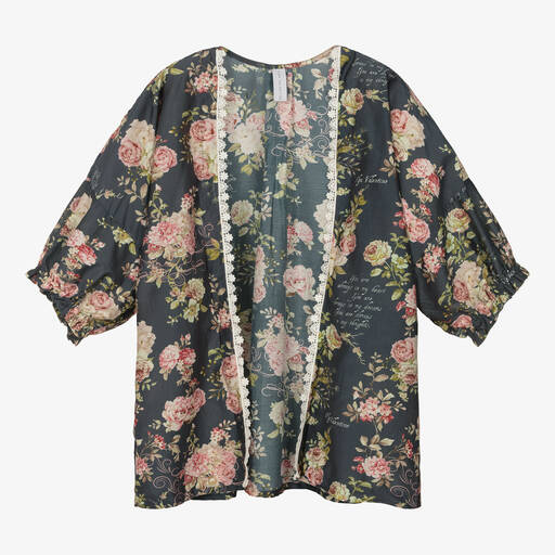 Olga Valentine-Teen Girls Blue & Pink Silk Kimono | Childrensalon Outlet