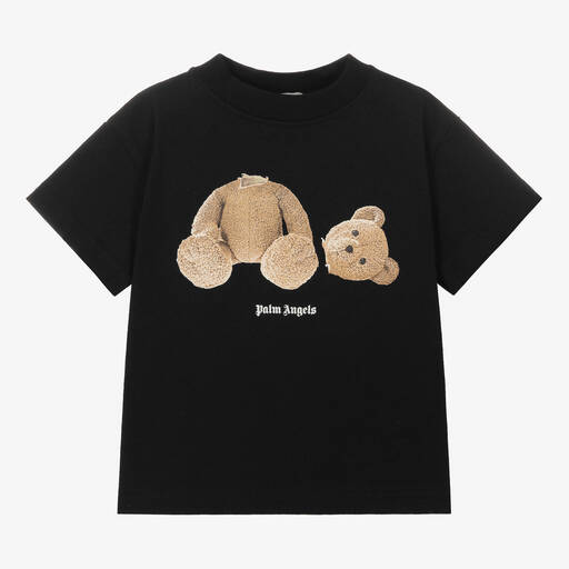 Palm Angels-Black Cotton Bear T-Shirt | Childrensalon Outlet