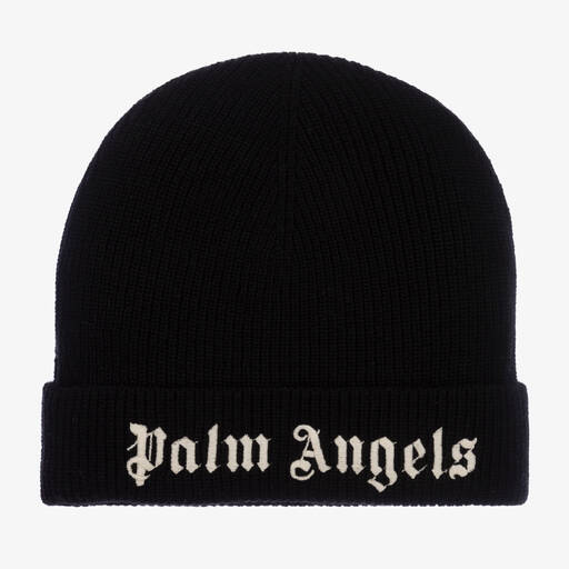 Palm Angels-Black & White Knitted Beanie Hat | Childrensalon Outlet