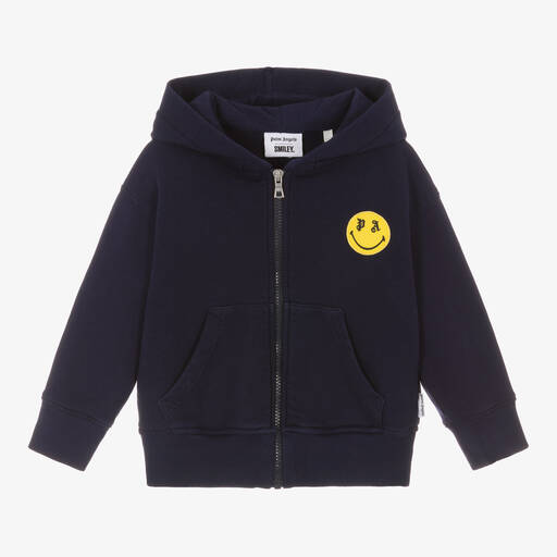 Palm Angels-Blue Smiley Bear Zip-Up Hoodie | Childrensalon Outlet