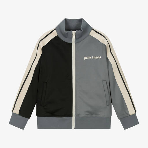 Palm Angels-Boys Black & Grey Two-Tone Track Top | Childrensalon Outlet