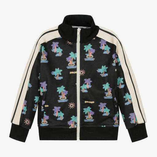 Palm Angels-Boys Black Palm Tree Print Track Top | Childrensalon Outlet