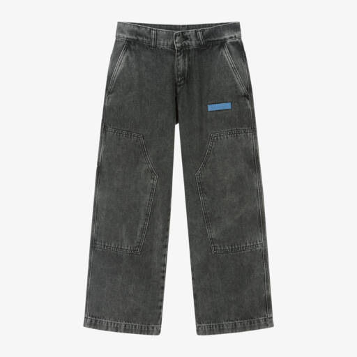 Palm Angels-Boys Charcoal Relaxed Denim Trousers | Childrensalon Outlet