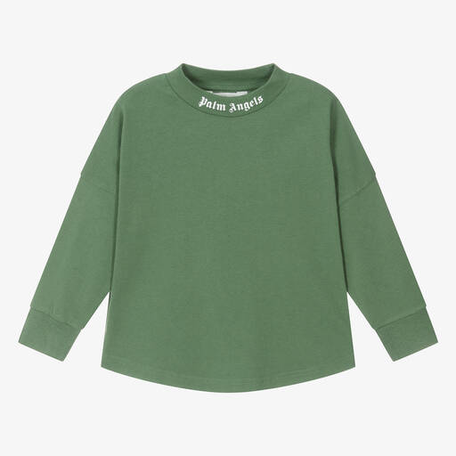 Palm Angels-Boys Green Cotton Top | Childrensalon Outlet