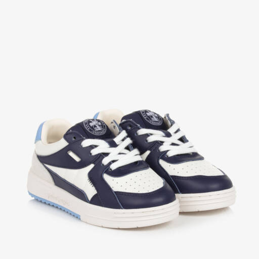 Palm Angels-Boys Navy and White Leather Trainers | Childrensalon Outlet