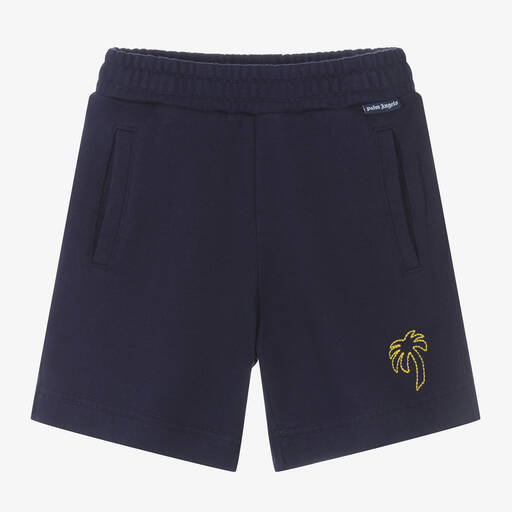 Palm Angels-Boys Navy Blue Cotton Shorts | Childrensalon Outlet