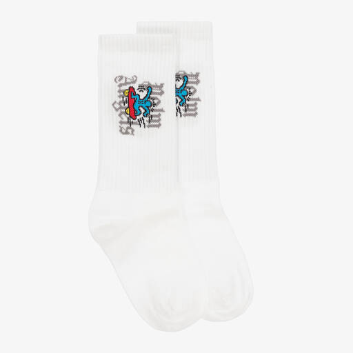 Palm Angels-Boys White Keith Haring Cotton Socks | Childrensalon Outlet
