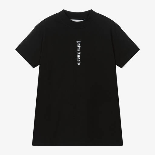Palm Angels-Girls Black Cotton T-Shirt Dress | Childrensalon Outlet