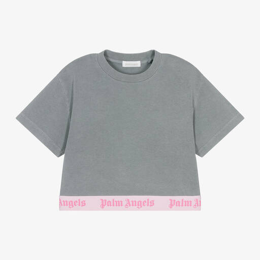Palm Angels-Girls Grey Cotton Top | Childrensalon Outlet