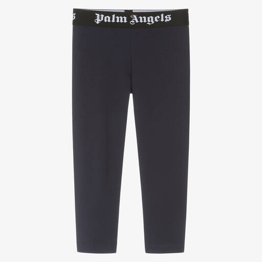 Palm Angels-Girls Navy Blue Cotton Leggings | Childrensalon Outlet