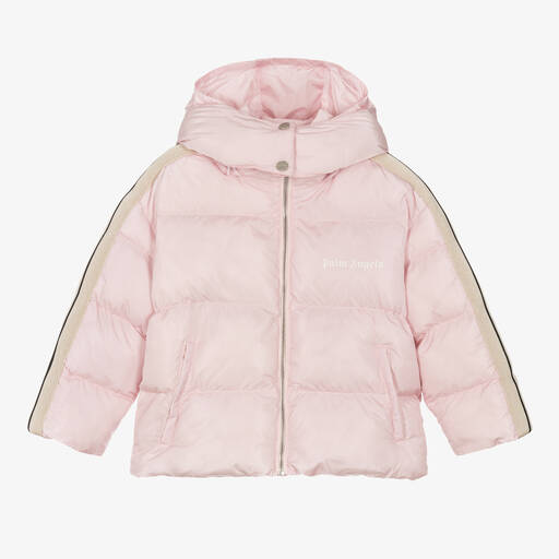 Palm Angels-Girls Pale Pink Puffer Jacket | Childrensalon Outlet