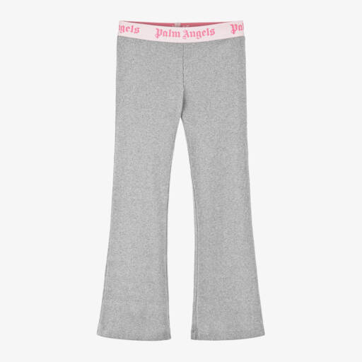 Palm Angels-Girls Silver Sparkle Flared Trousers | Childrensalon Outlet
