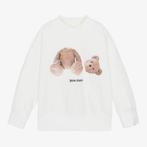 Palm Angels-Ivory Cotton Bear Sweatshirt | Childrensalon Outlet