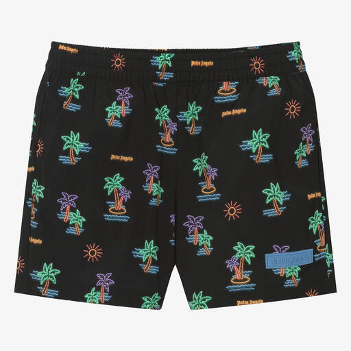 Palm Angels-Teen Black Palm Print Swim Shorts | Childrensalon Outlet