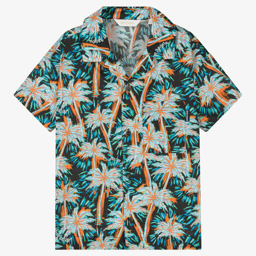 Palm Angels-Teen Boys Blue Cotton Palm Tree Shirt | Childrensalon Outlet
