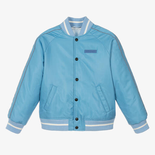 Palm Angels-Teen Boys Blue Flame-Print Bomber Jacket | Childrensalon Outlet