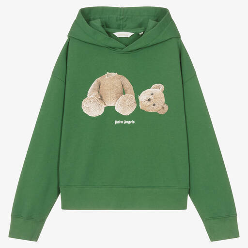 Palm Angels-Teen Boys Green Cotton Bear Hoodie | Childrensalon Outlet
