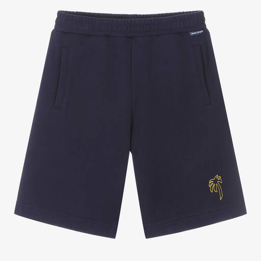 Palm Angels-Teen Boys Navy Blue Cotton Shorts | Childrensalon Outlet