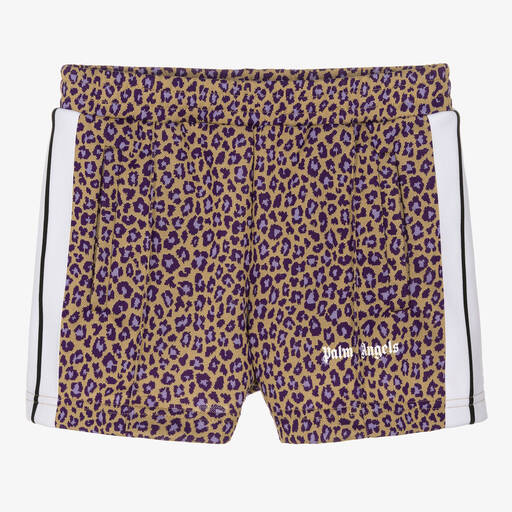 Palm Angels-Teen Girls Beige Leopard Print Shorts | Childrensalon Outlet