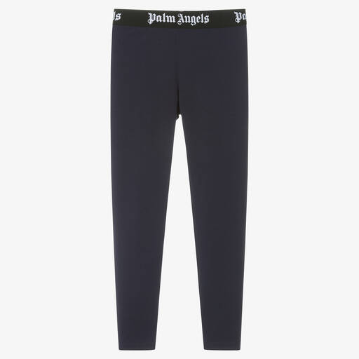 Palm Angels-Teen Girls Navy Blue Cotton Leggings | Childrensalon Outlet