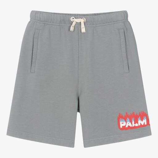 Palm Angels-شورت قطن عضوي لون رمادي | Childrensalon Outlet
