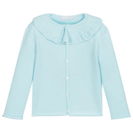 Paloma de la O-Aqua Blue Knitted Cardigan | Childrensalon Outlet