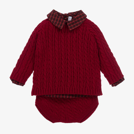 Paloma de la O-Бордовый трикотажный комплект с шортами для малышей | Childrensalon Outlet