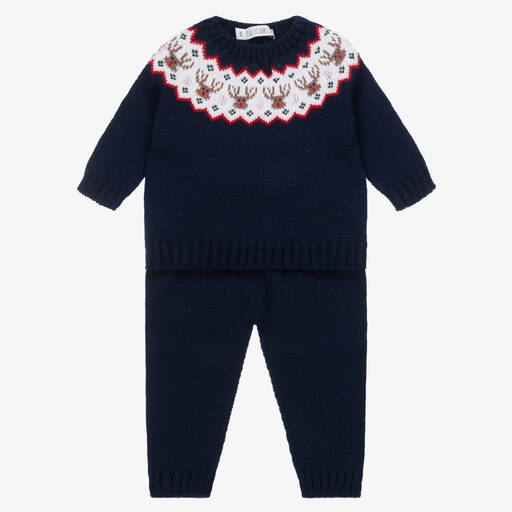 Paloma de la O-Navyblaues Baby-Strickhosen-Set | Childrensalon Outlet