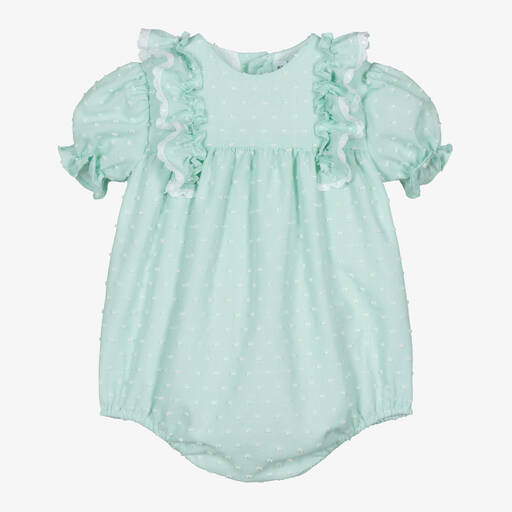 Paloma de la O-Baby Girls Green Plumeti Cotton Shortie | Childrensalon Outlet