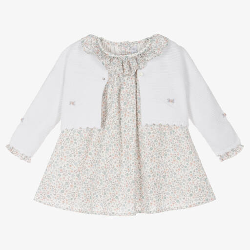 Paloma de la O-Baby Girls Ivory Floral Dress Set | Childrensalon Outlet