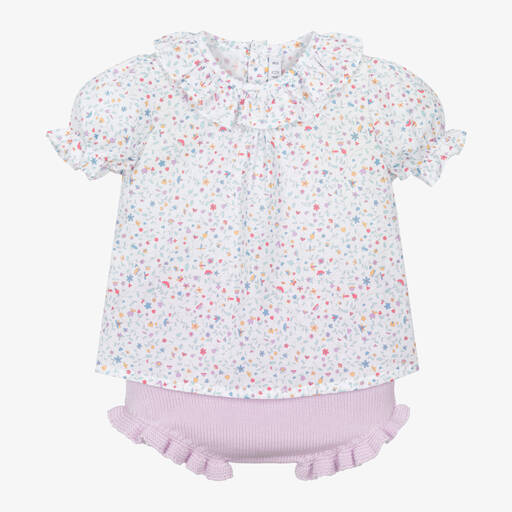 Paloma de la O-طقم شورت قطن لون بنفسجي للمولودات | Childrensalon Outlet