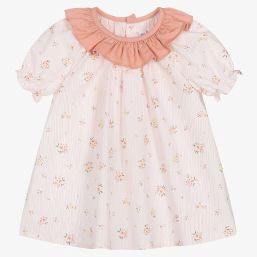 Paloma de la O-Baby Girls Pink Cotton Striped Dress | Childrensalon Outlet