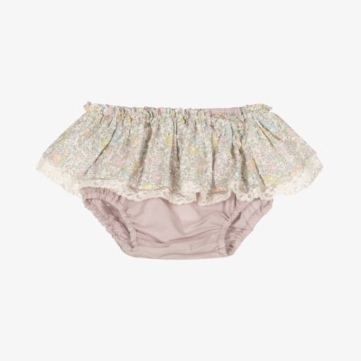 Paloma de la O-Baby Girls Purple Cotton Frilly Pants | Childrensalon Outlet