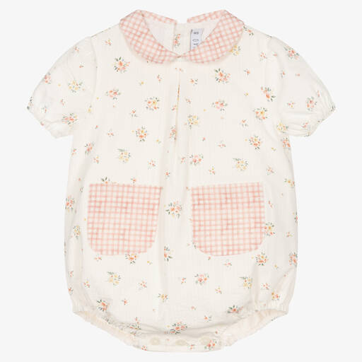 Paloma de la O-Baby Girls White Cotton Floral Shortie | Childrensalon Outlet