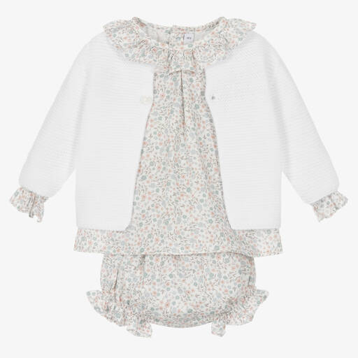 Paloma de la O-Комплект с белым кардиганом и шортами из хлопка | Childrensalon Outlet