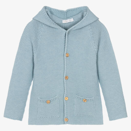 Paloma de la O-Blue Hooded Knit Cardigan | Childrensalon Outlet