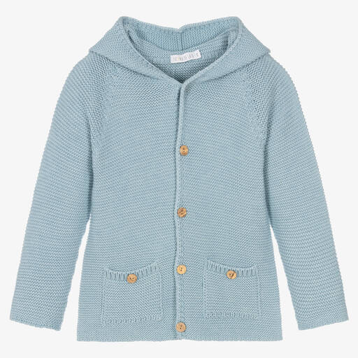 Paloma de la O-Голубой вязаный кардиган с капюшоном | Childrensalon Outlet