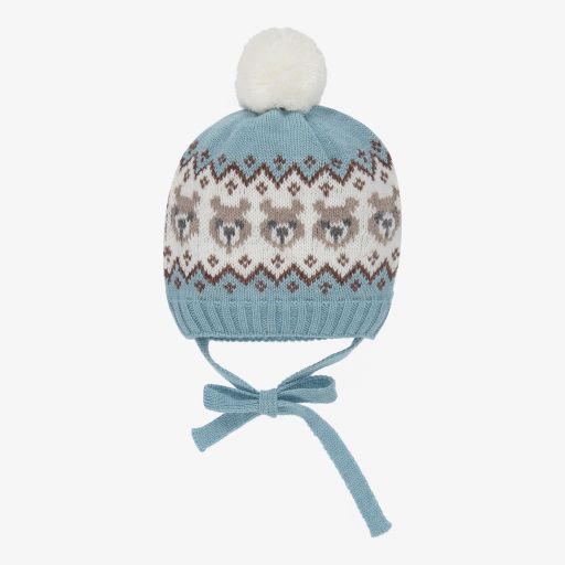 Paloma de la O-Blue Knitted Bear Hat | Childrensalon Outlet