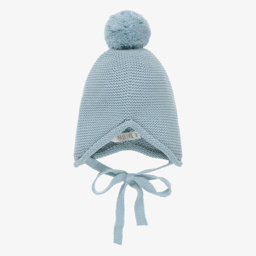 Paloma de la O-Blue Knitted Pom-Pom Hat | Childrensalon Outlet