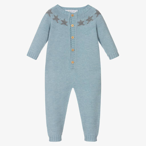 Paloma de la O-Blue Knitted Romper  | Childrensalon Outlet