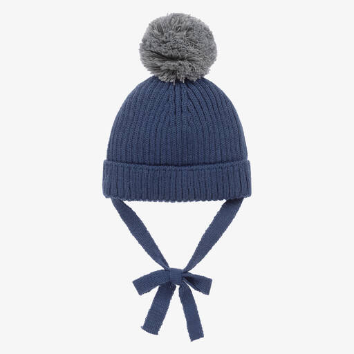 Paloma de la O-Boys Blue Knitted Pom-Pom Hat | Childrensalon Outlet